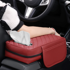 Multifunktionales Auto-Armlehnenkissen aus Leder – Hält Handy und Taschentücher