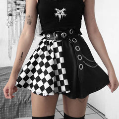 Halloween Dark Style Reißverschluss Spitze Kurzer Halbrock Punk Trend Frauen Sexy Kurze Röcke