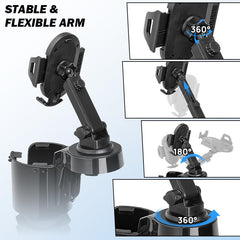 Verstellbare Handyhalterung mit zwei Halterungen für Getränkehalter im Auto