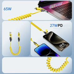 65W Car Charging Cable – Adjustable Length &amp; Multi-Device Support
