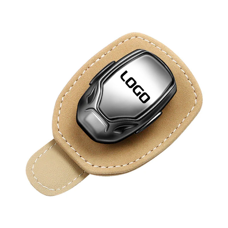 Multifunktionaler Brillenclip aus Wildleder mit Ihrem Autologo