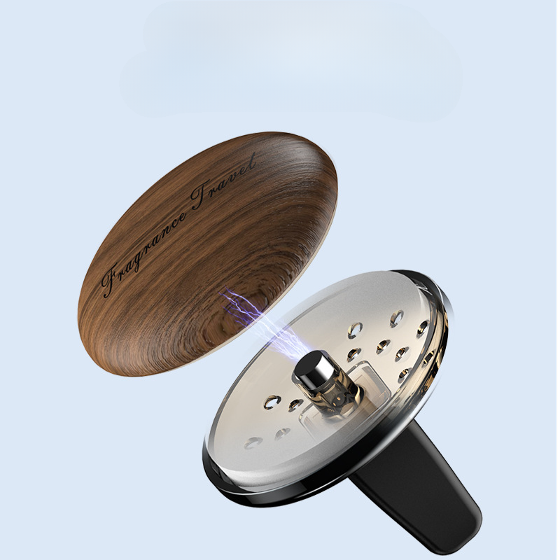 Magnetic Wood Car Air Freshener - Long-Lasting Cologne &amp; Freesia Scent Tablets with Superior Adsorption 