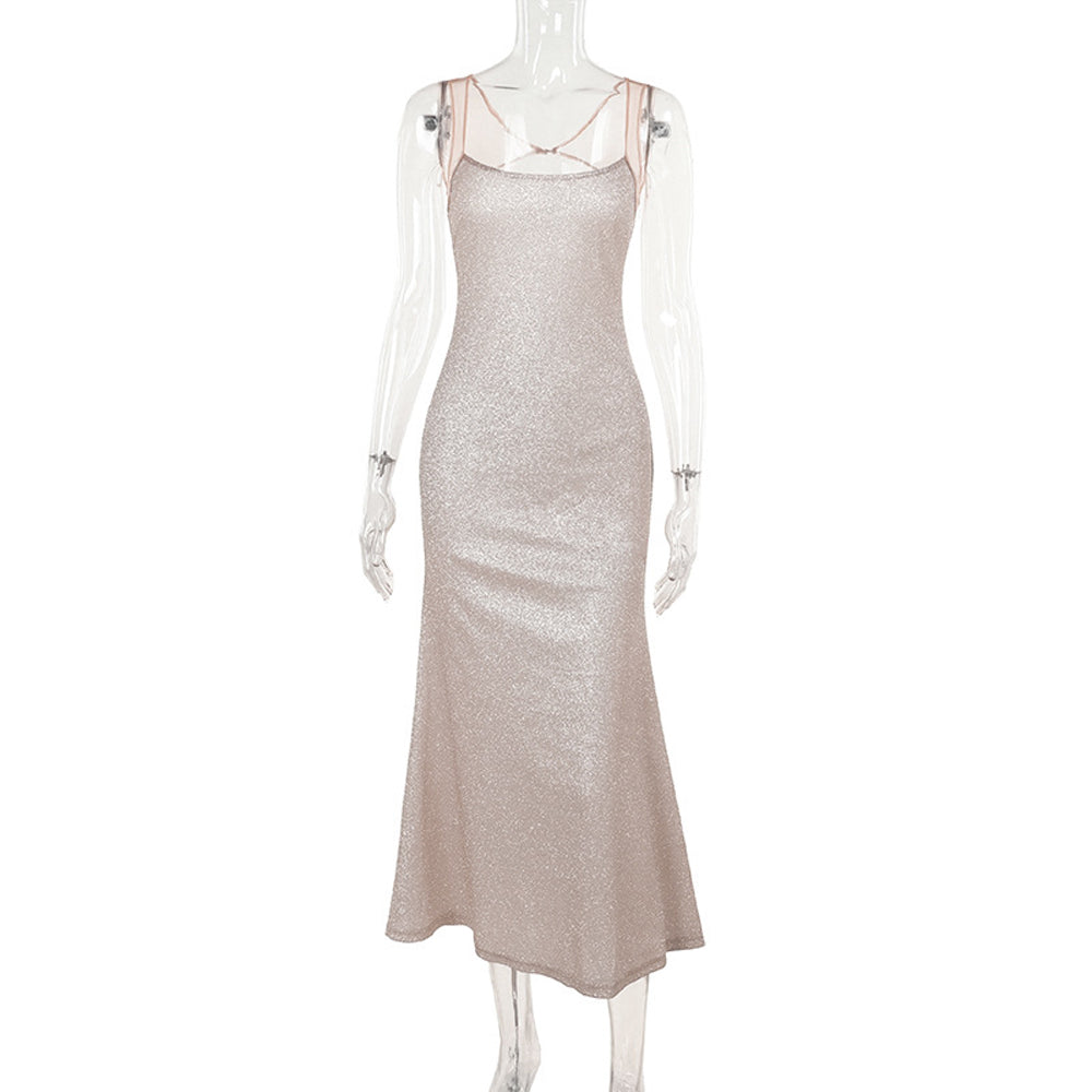 Blingbling Elegantes Camisole Abendkleid Sexy Slim Fit Langer Rock 