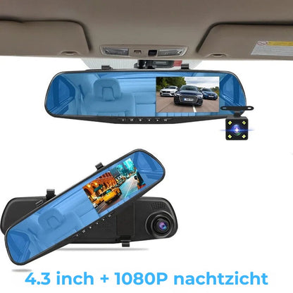 Auto-Spiegel-Dashcam – Dual-Objektiv + geïntegreerde Bildschirm 