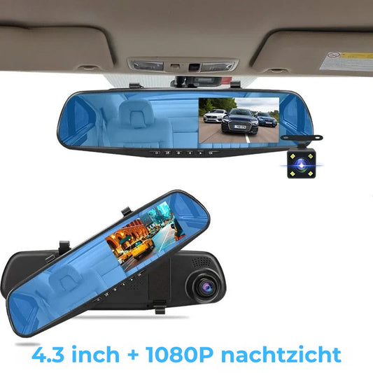 Auto-Spiegel-Dashcam – Dual-Objektiv + integrierter Bildschirm 