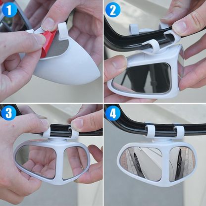 Biflect – Set aus Spiegeln zur Überwachung des toten Winkels, 360° drehbar und mit vergrößerter Sicht (2 Stück)