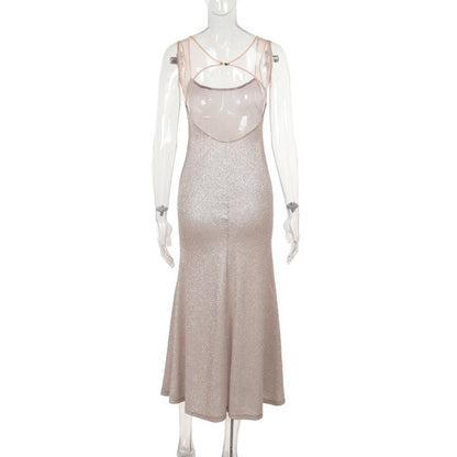 Blingbling Elegantes Camisole Abendkleid Sexy Slim Fit Langer Rock 