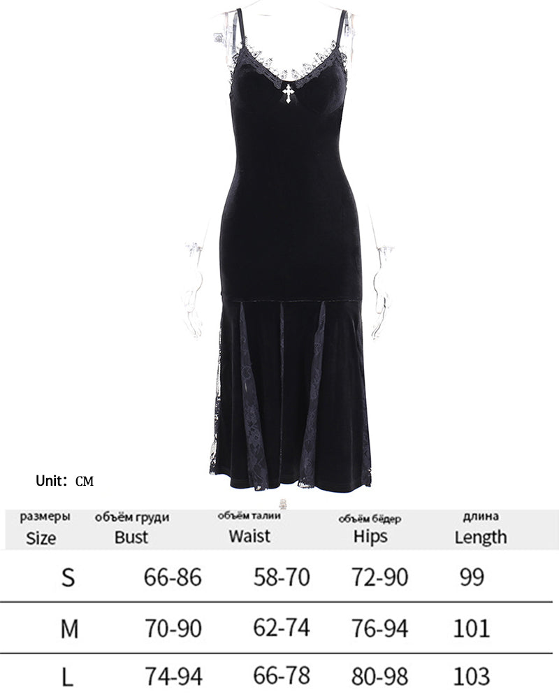 Dunkles Punkkleid im Halloween-Stil, sexy Partykleid mit Spitzendruck, Cosplay, Streetwear, Y2K-Rock 