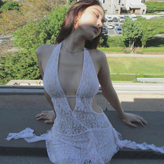 Lygens Sexy Hohle Spitze Camisole Kleider Frauen Transparente Trägerlose Crop Tops