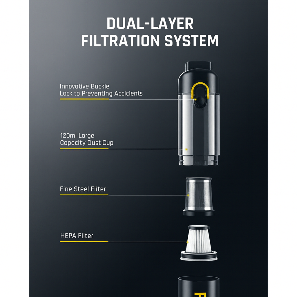 Tragbarer Mini-Staubsauger 12000 Pa mit Schnellladefunktion