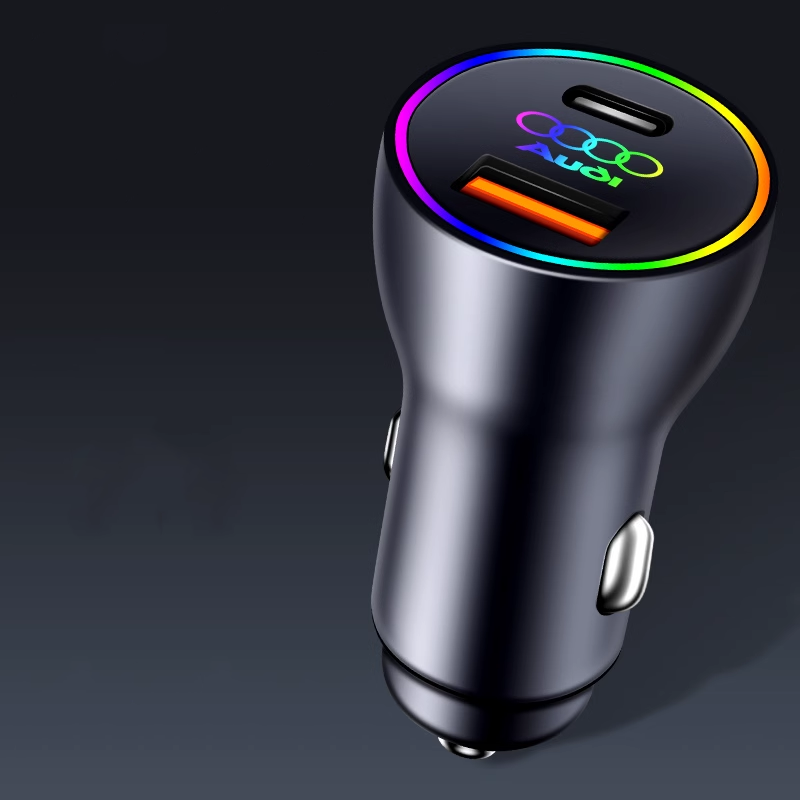 PowerLuxe Auto-Schnellladegerät mit Ambientebeleuchtung – Logo anpassbar