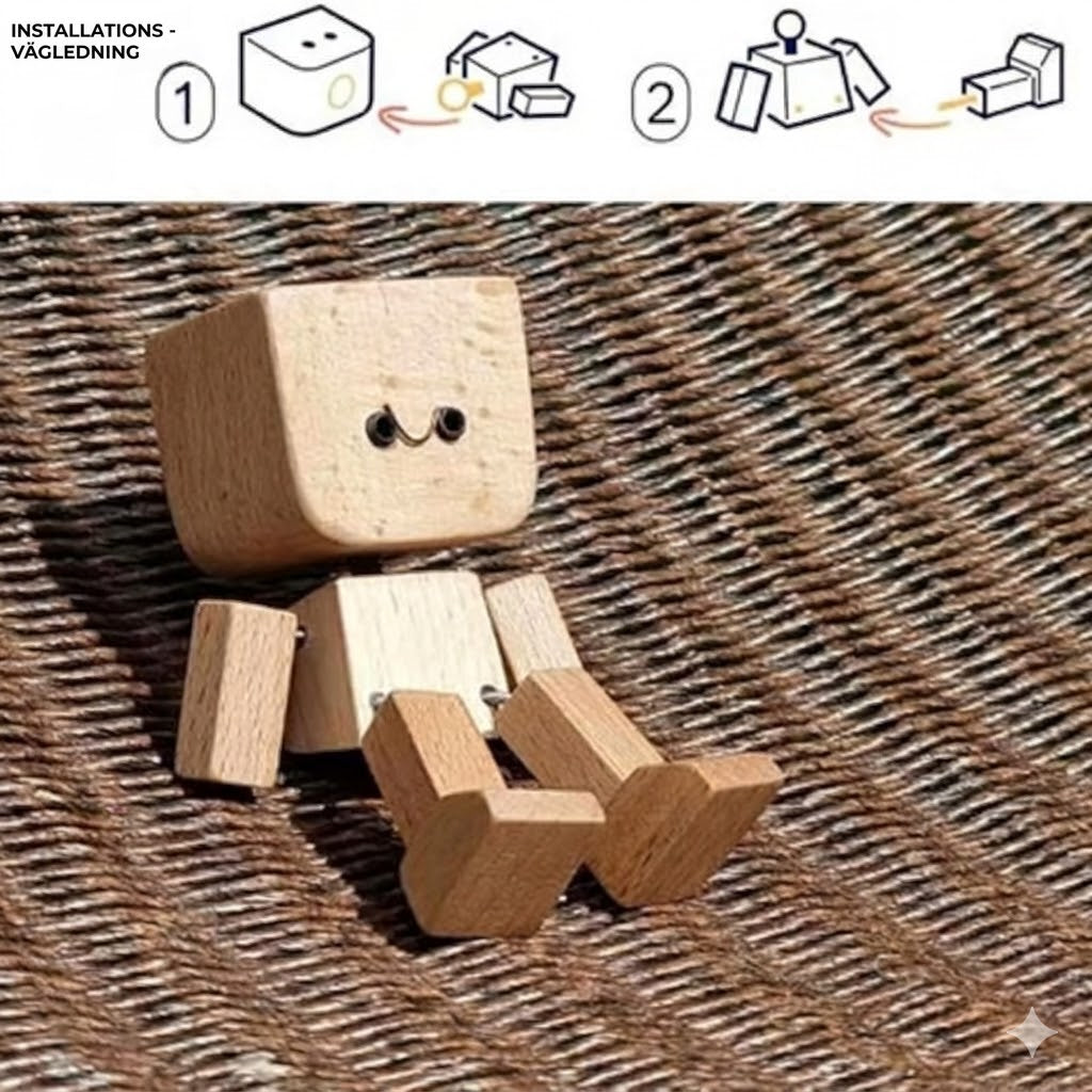 Charmante kleine Holzfigur mit 12 magnetischen Gesichtsausdrücken