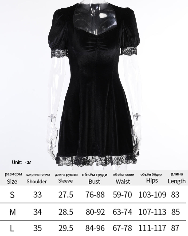 Dunkles Punkkleid im Halloween-Stil, sexy Partykleid mit Spitzendruck, Cosplay, Streetwear, Y2K-Rock 