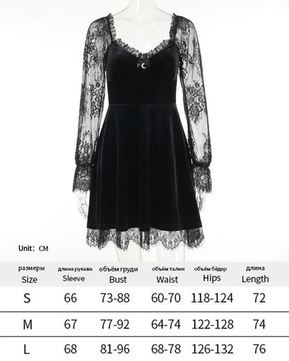 Donkere Halloween-stijl punkjurk, sexy kanten feestjurk, cosplay streetwear Y2K-rok 