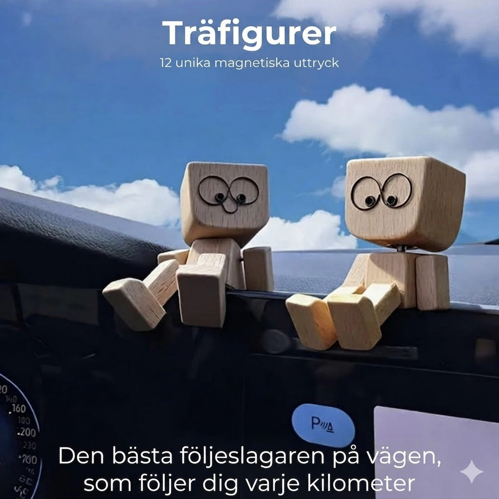Charmante kleine Holzfigur mit 12 magnetischen Gesichtsausdrücken