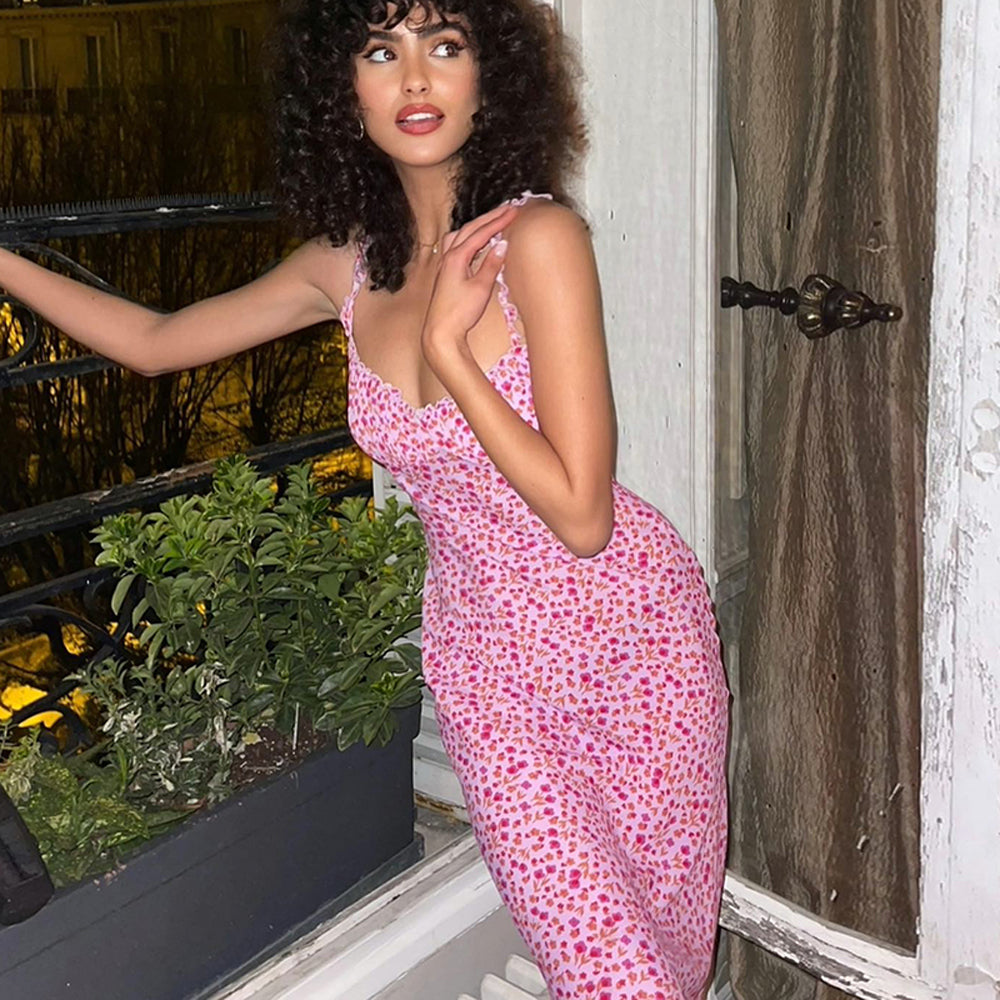 Modisches Satin-Hosenträgerkleid mit hoher Taille für Damen, sexy, elegantes, figurbetontes Outfit, Abendkleid 