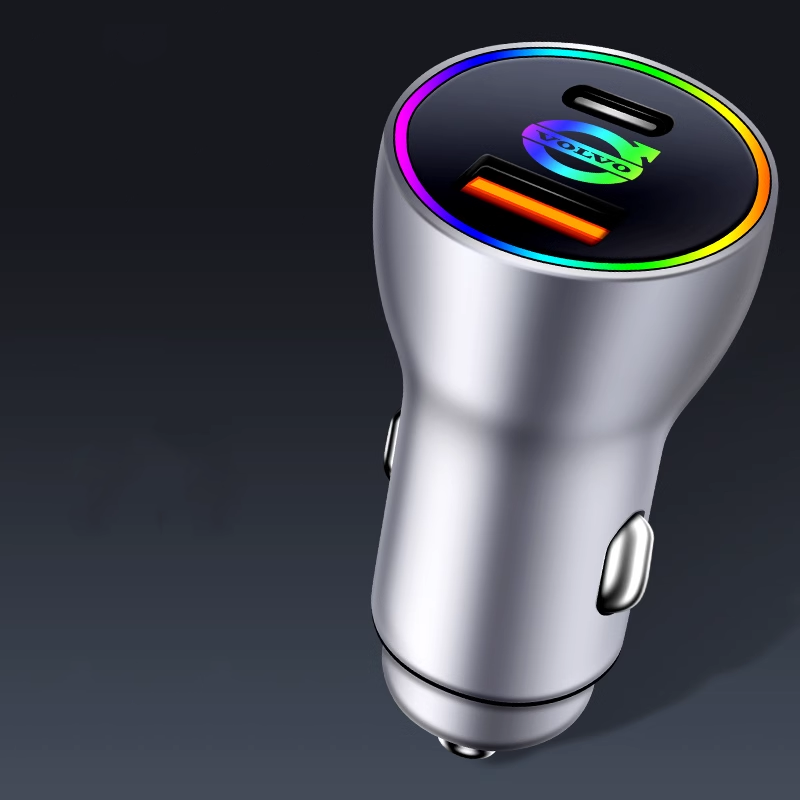 PowerLuxe Auto-Schnellladegerät mit Ambientebeleuchtung – Logo anpassbar