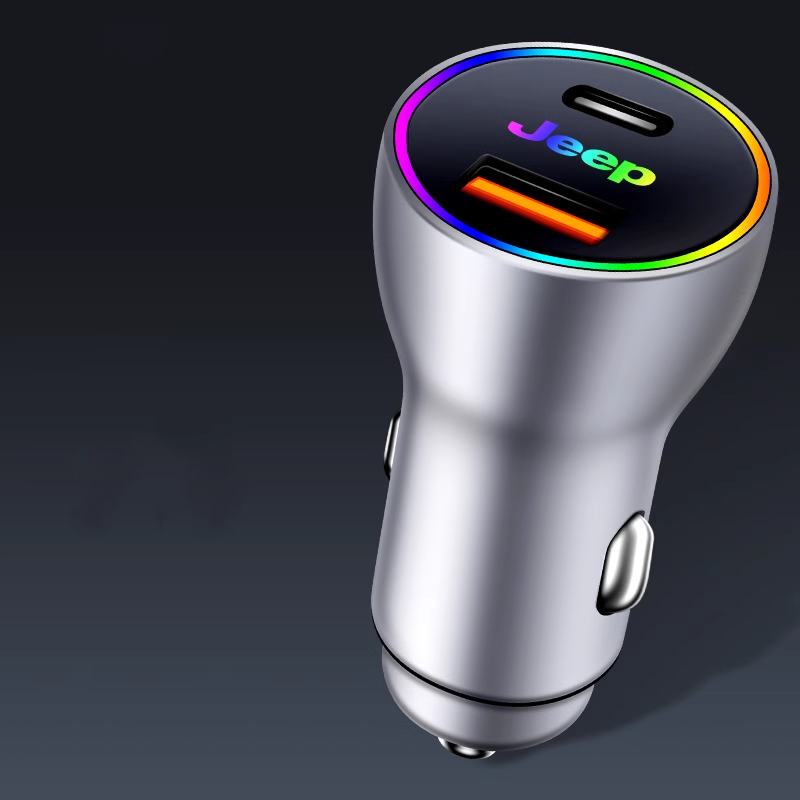 PowerLuxe Auto-Schnellladegerät mit Ambientebeleuchtung – Logo anpassbar