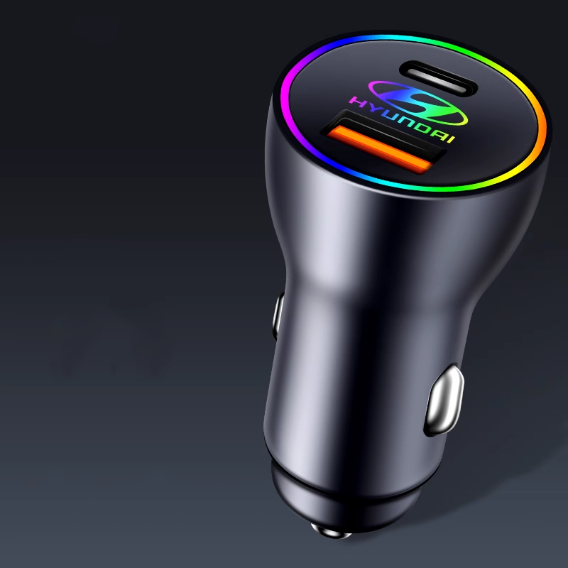 PowerLuxe Auto-Schnellladegerät mit Ambientebeleuchtung – Logo anpassbar