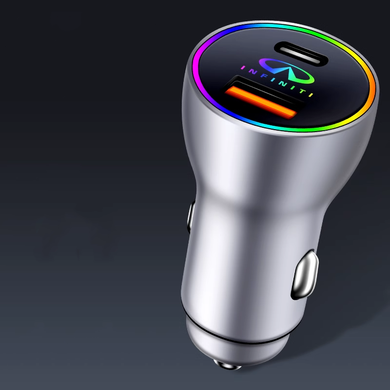 PowerLuxe Auto-Schnellladegerät mit Ambientebeleuchtung – Logo anpassbar