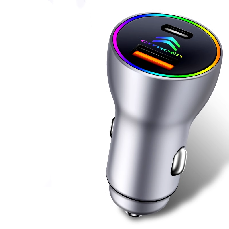 PowerLuxe Auto-Schnellladegerät mit Ambientebeleuchtung – Logo anpassbar