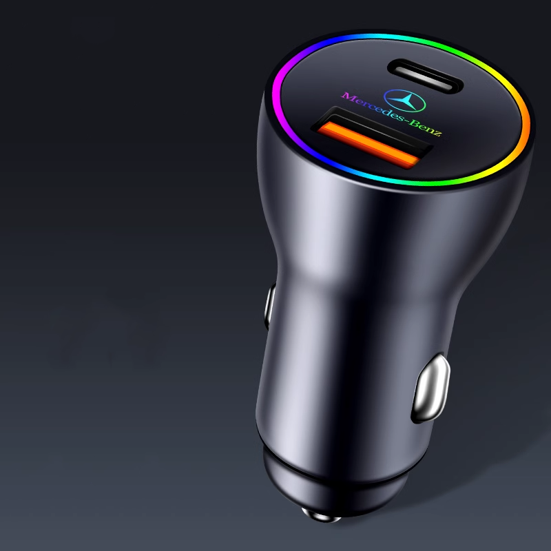 PowerLuxe Auto-Schnellladegerät mit Ambientebeleuchtung – Logo anpassbar