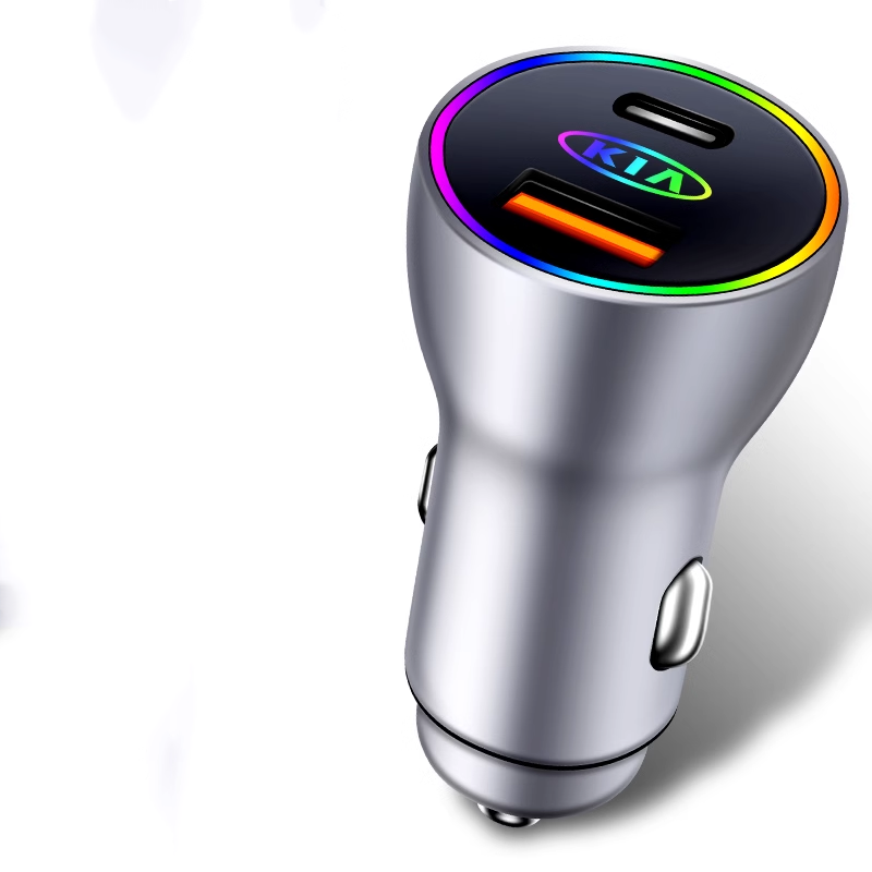 PowerLuxe Auto-Schnellladegerät mit Ambientebeleuchtung – Logo anpassbar