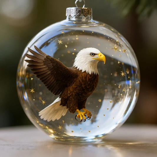 Vogelornament aus Glas in Kugelform